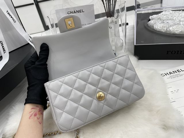 CC original lambskin top handle flap bag bag AS2431 grey