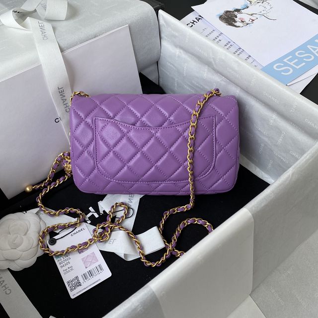 2022 CC original lambskin flap bag AS1787 purple