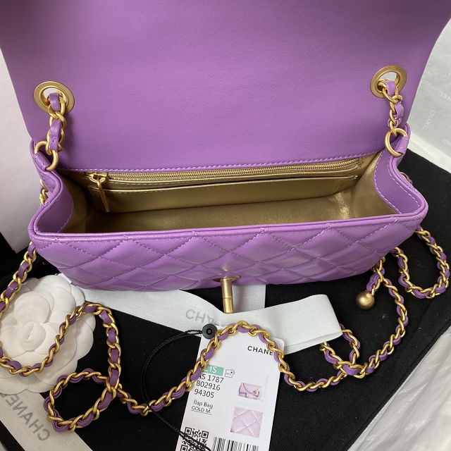 2022 CC original lambskin flap bag AS1787 purple