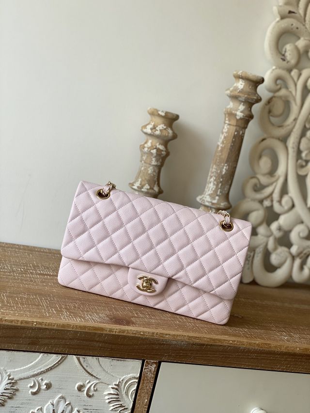 CC original grained calfskin medium flap bag A01112 light pink