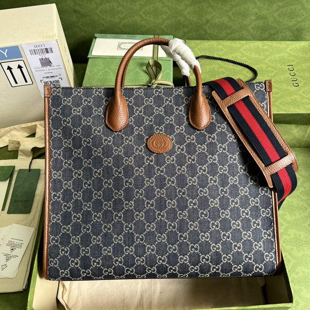 2022 GG original denim medium tote bag 674148 blue