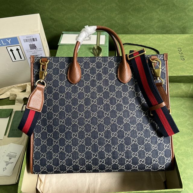 2022 GG original denim medium tote bag 674148 blue