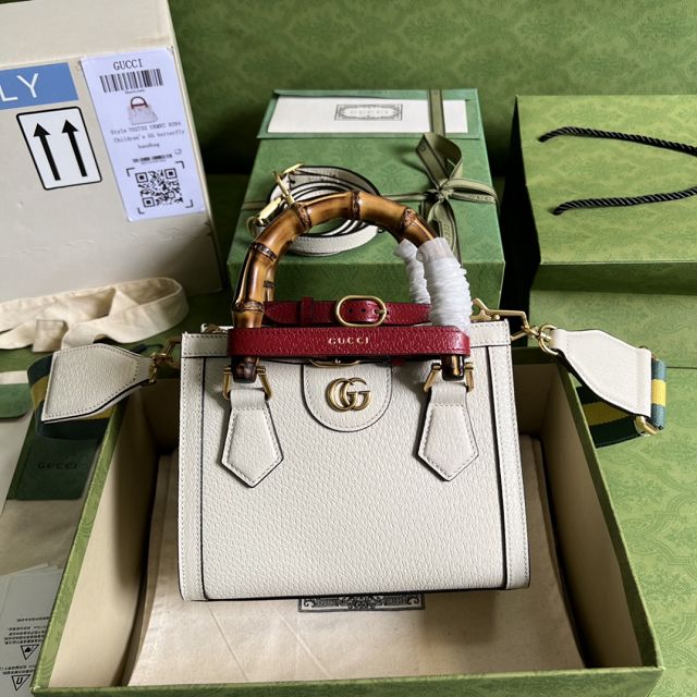 GG original calfskin diana mini tote bag 702732 white
