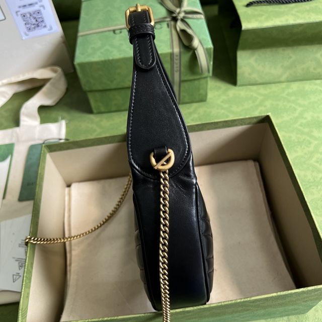 2022 GG original calfskin marmont half-moon-shaped mini bag 699514 black