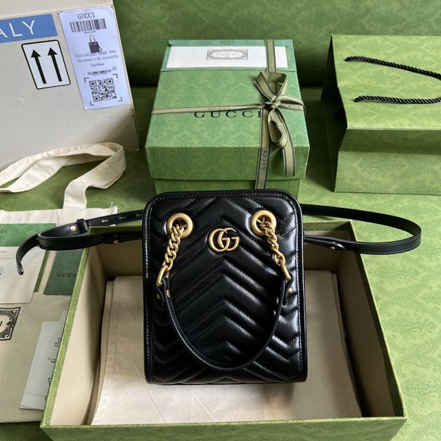 2022 GG original calfskin marmont mini bag 696123 black