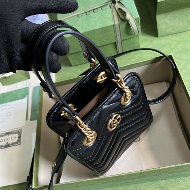 2022 GG original calfskin marmont mini bag 696123 black