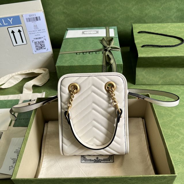 2022 GG original calfskin marmont mini bag 696123 white