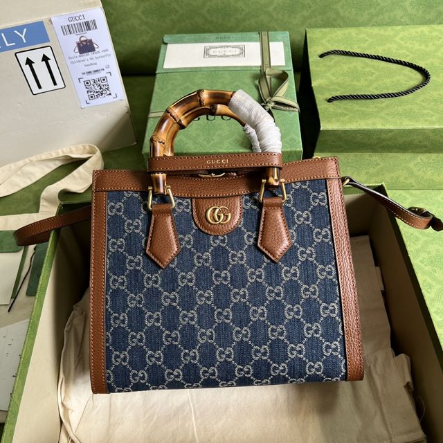 2022 GG original denim diana small tote bag 660195 blue