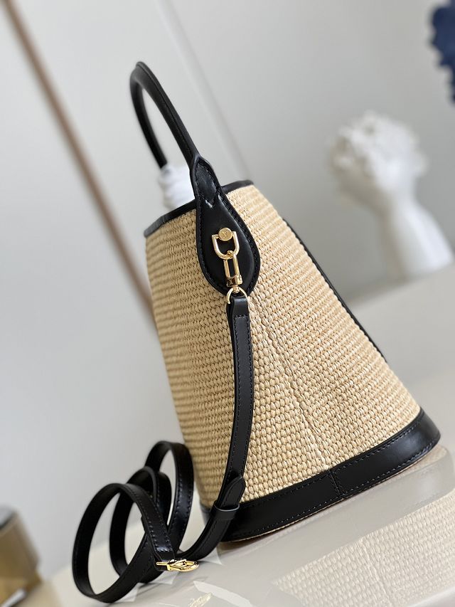 Louis vuitton raffia petit bucket bag M59961 black