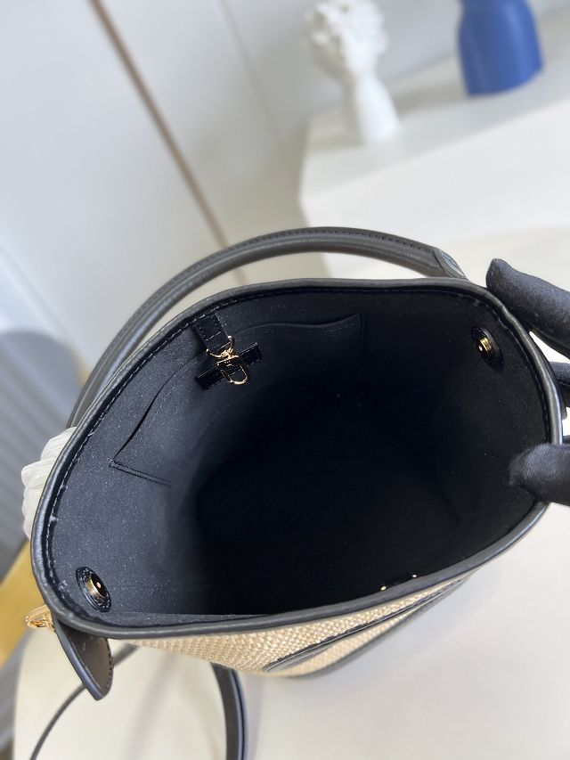 Louis vuitton raffia petit bucket bag M59961 black