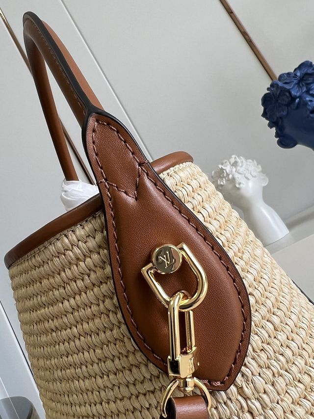 Louis vuitton raffia petit bucket bag M59962 caramel