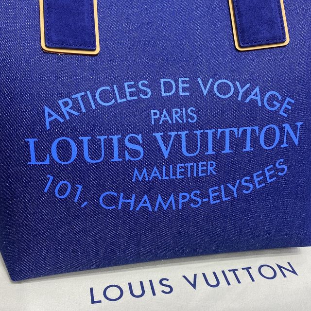 Louis vuitton original denim medium shopping bag m94144 blue