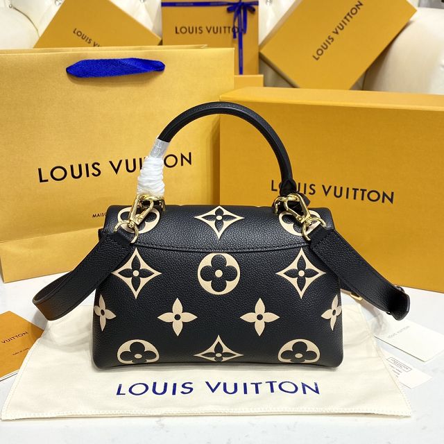 Louis vuitton original calfskin madeleine pm handbag M45978 black&apricot