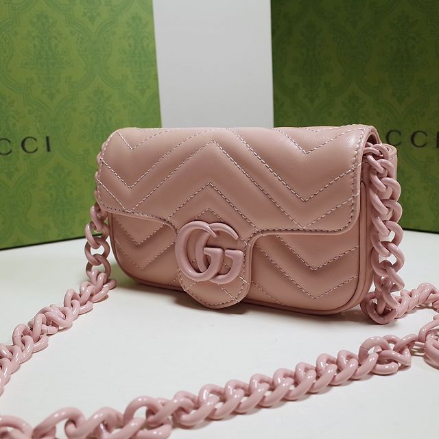 2022 GG original calfskin marmont belt bag 699757 pink