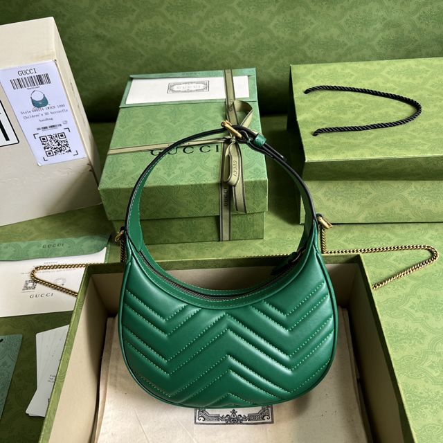 2022 GG original calfskin marmont half-moon-shaped mini bag 699514 green