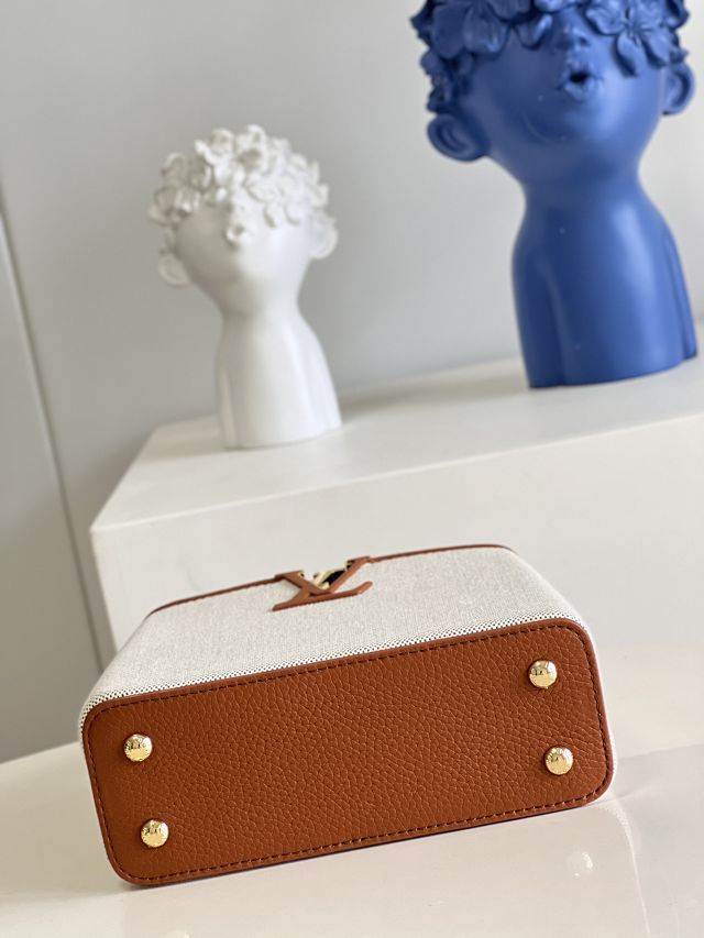 Louis vuitton original canvas capucines mini handbag M48865 caramel brown