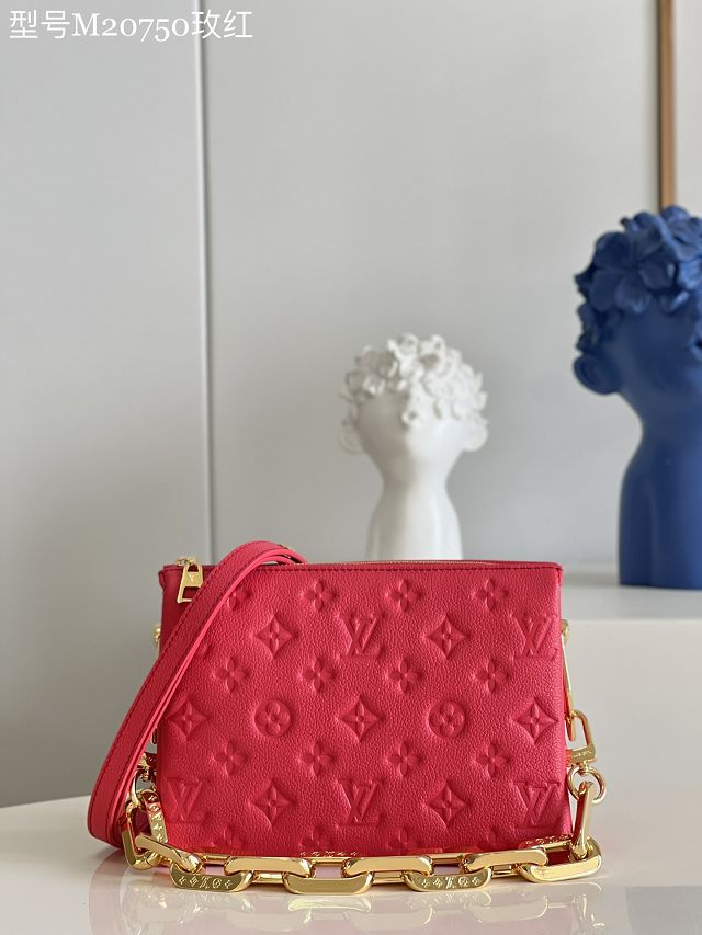 Louis vuitton original lambskin coussin BB bag M59396 red lipstick