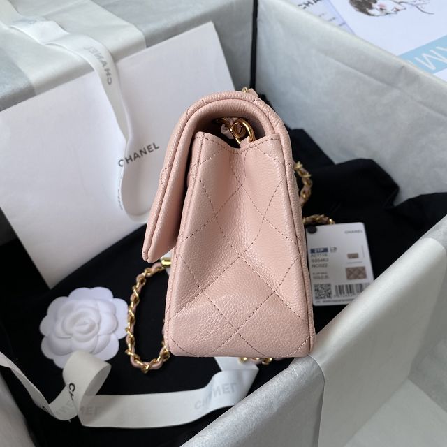 CC original fine-grained calfskin mini flap bag A69900 pink