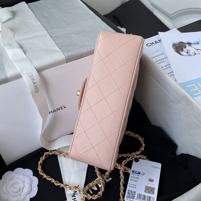 CC original fine-grained calfskin mini flap bag A69900 pink