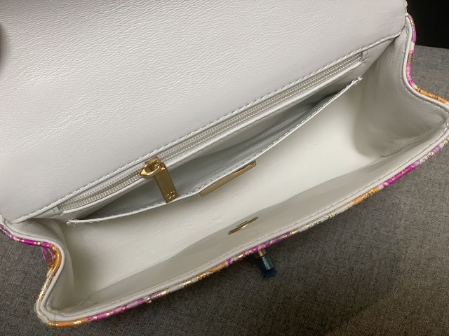 CC original python leather mini top handle flap bag AS2431 purple&orange