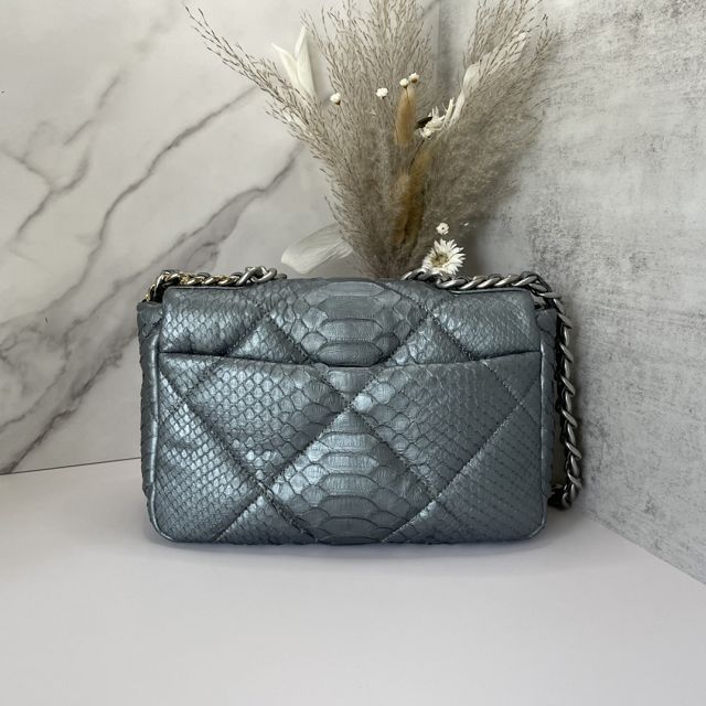 CC original python leather small flap bag bag AS1160 grey