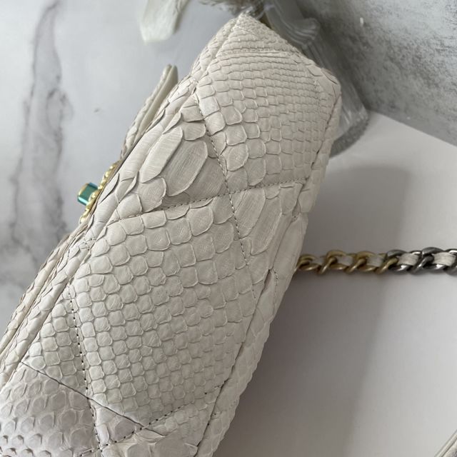 CC original python leather small flap bag bag AS1160 white