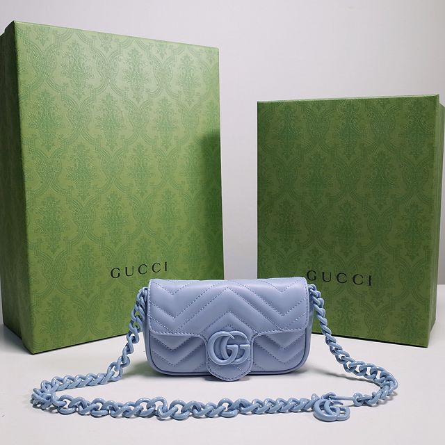 2022 GG original calfskin marmont belt bag 699757 light blue