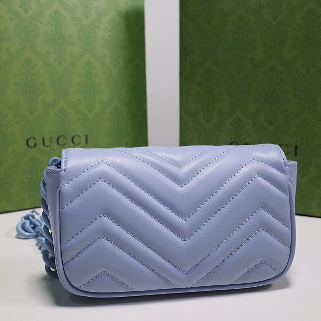 2022 GG original calfskin marmont belt bag 699757 light blue