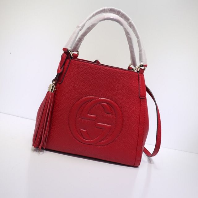 GG original calfskin small tote bag 336751 red