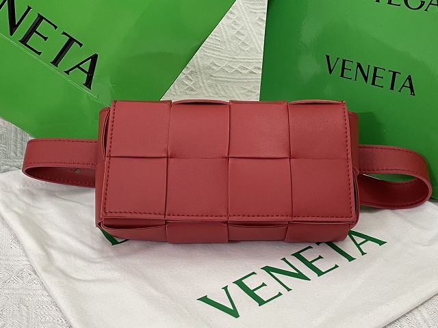 BV original lambskin cassette belt bag 639367 wine red