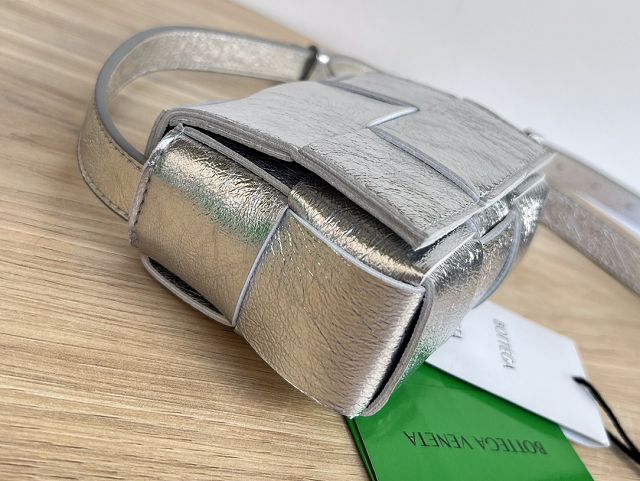 BV original lambskin mini cassette bag 666688 silver