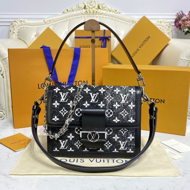 Louis vuitton original denim dauphine mm M59361 black