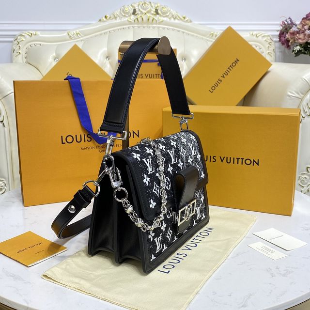 Louis vuitton original denim dauphine mm M59361 black