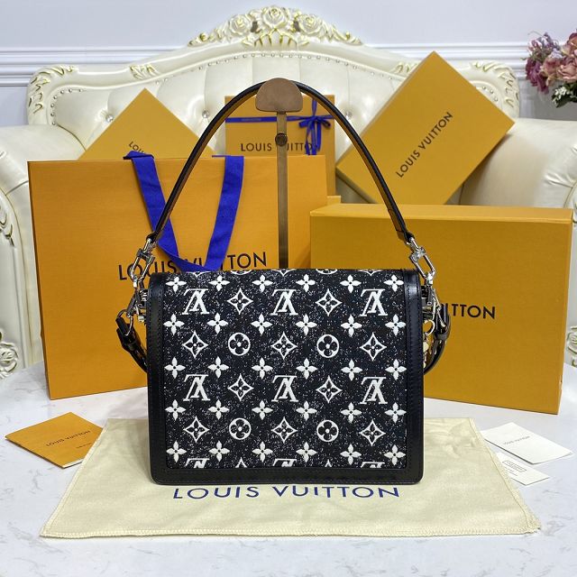 Louis vuitton original denim dauphine mm M59361 black