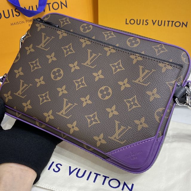 Louis vuitton original monogram canvas trio messenger bag M46266 purple