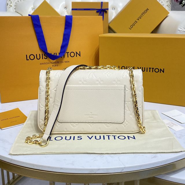 Louis vuitton original calfskin marceau chain bag M46127 white