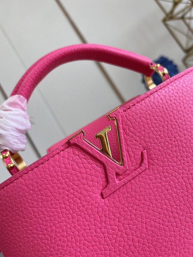 Louis vuitton original calfskin capucines BB handbag M20847 rose red