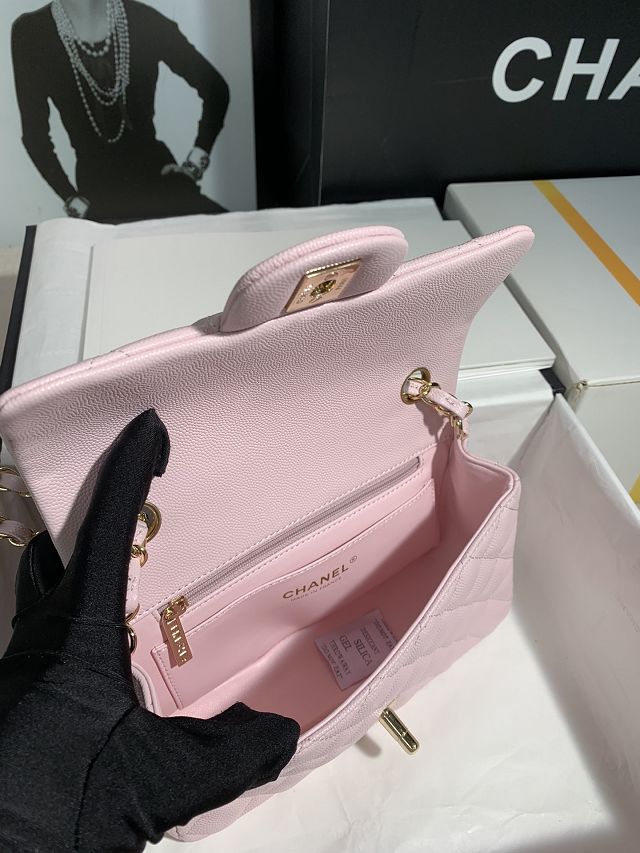 CC original grained calfskin mini flap bag A69900 light pink