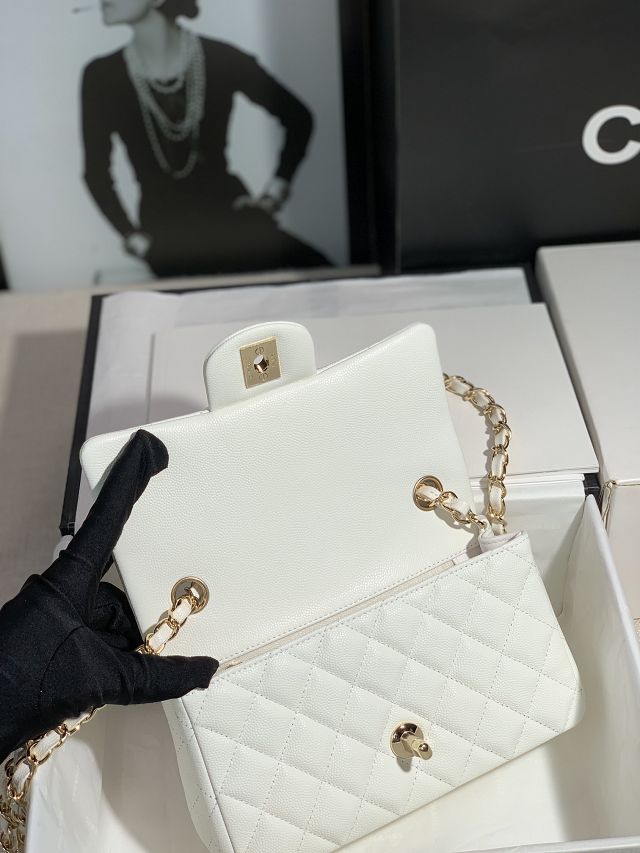 CC original grained calfskin mini flap bag A69900 white