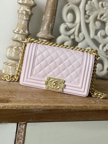 CC original grained calfskin small boy handbag A67085 light pink