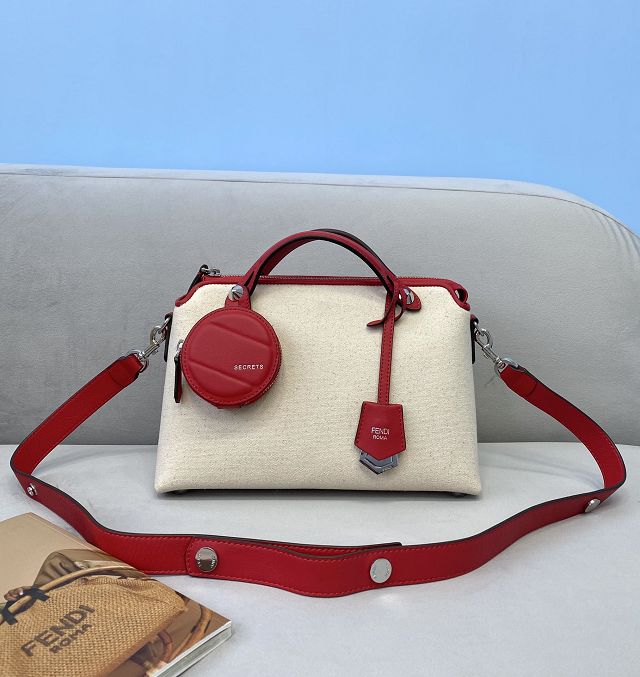 Fendi original canvas medium by the way boston bag 8BL146 red