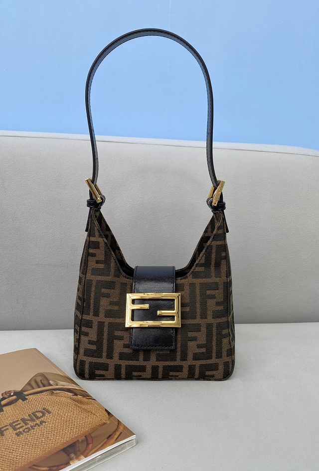 Fendi original fabric small shoulder bag 8BR317 brown