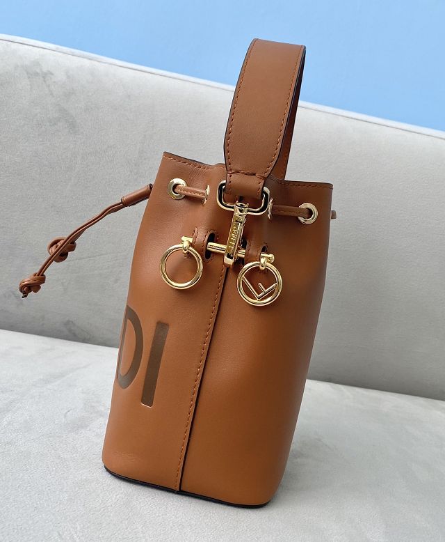 Fendi original calfskin small mon tresor bucket bag 8BS010 brown