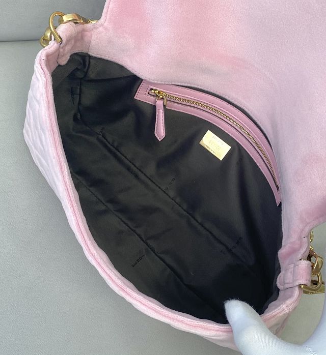 Fendi original velvet large baguette bag 8BR795 pink