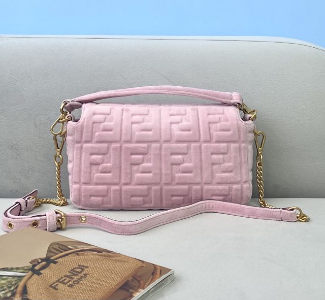 Fendi original velvet medium baguette bag 8BR600 pink
