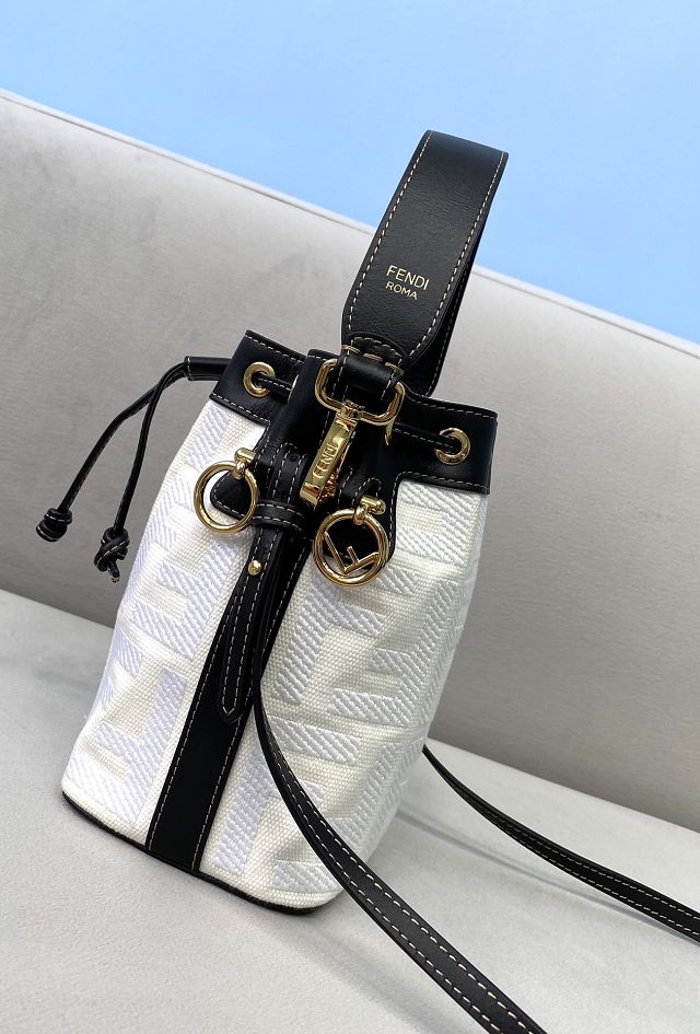 Fendi denim small mon tresor bucket bag 8BS010 white