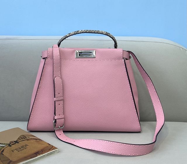 Fendi original grained calfskin medium peekaboo bag 8BN240-3 pink