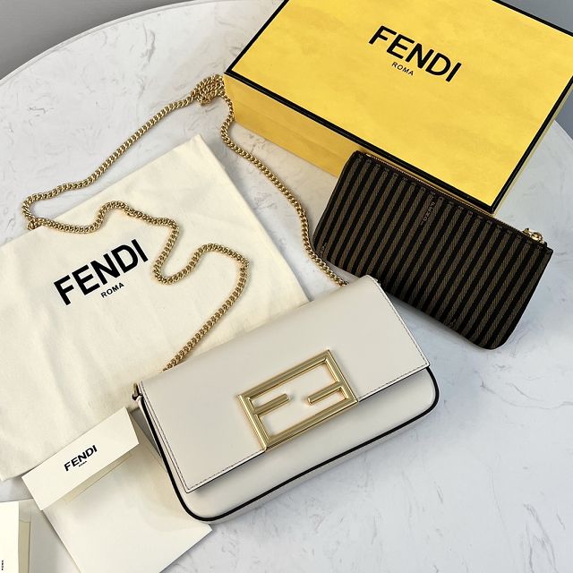 Fendi original calfskin wallet on chain 8BS032 white