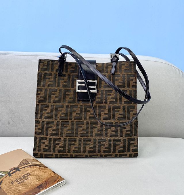 Fendi original fabric medium tote bag 8BR317 brown