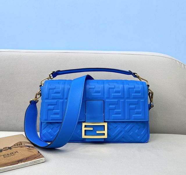 Fendi original lambskin large baguette bag 8BR795 blue